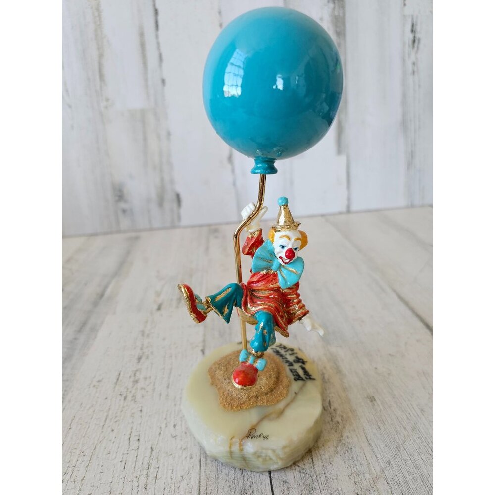 Ron Lee‎ floating up away clown balloon 1998 vintage gold clown limited figurine